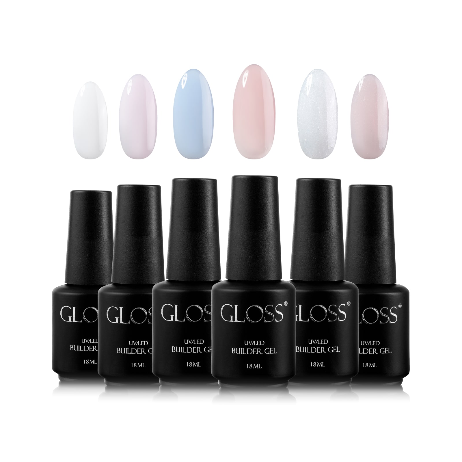 GLOSS Builder gel set "Pastel Harmony", 6 pcs (18 ml with brush)